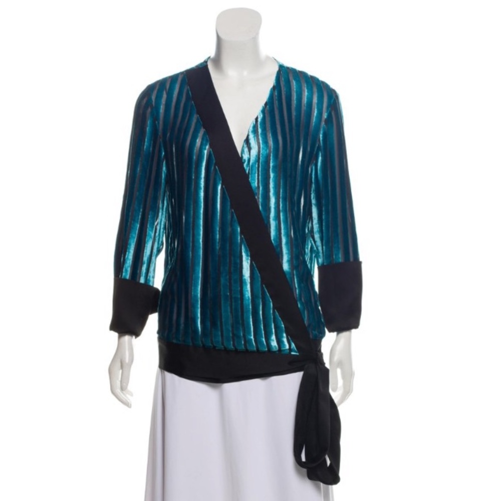 DVF Velvet striped wrap top size S